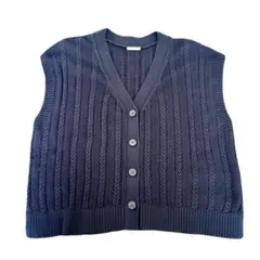 GU フロントボタンニットベスト ネイビー