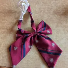 ワインレッド ストライプ リボン クリップ付き