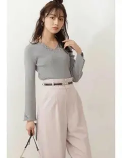 値下げしました　カットワークレースニット　プロポーションボディドレッシング