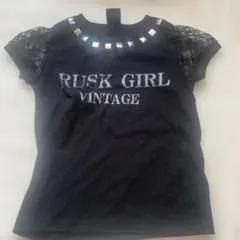 RUSK GIRL VINTAGE 黒 Tシャツ レース袖のサムネイル