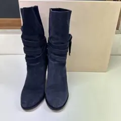 JIMMY CHOO ネイビー スエード ロングブーツ