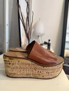 Chloe クロエ　カミーユ　ウェッジソールサンダル　キャメル　ミュール24.5 Chloe クロエ カミーユ ウェッジソールサンダル キャメル