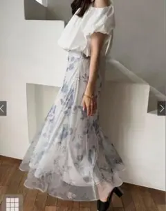 GRL ta053 フレアスカート 花柄 シフォン