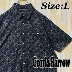Croft&Barrow ブラック ボックスシャツ 総柄 ボタニカル コットンのサムネイル