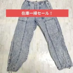GU デニムジョガーパンツ ケミカルウォッシュ ブルー Lサイズ 春