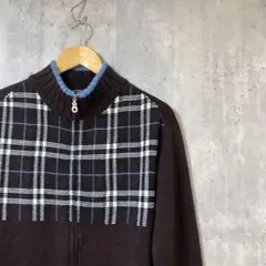 BURBERRY BLACK LABEL ジップアップニットジャケット