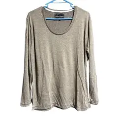 Birth Breath リネン混 ロングTシャツ L カーキ系 薄手 無地 麻のサムネイル