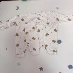 クマ柄長袖ロンパース2着セット ロンパース ベビー肌着 双子