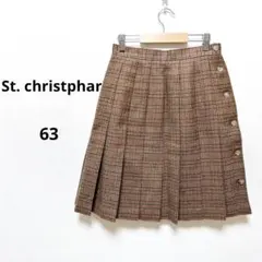 St. christphar ひざ丈プリーツスカート ゴルフ チェック ウールのサムネイル