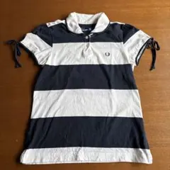 フレッドペリー　ポロシャツ　ボーダー　ネイビーホワイト　パフスリーブ