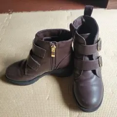 ブラウン キッズブーツ ジッパー付き