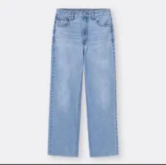 【GU】 ハイライズストレートジーンズ ブルー　S