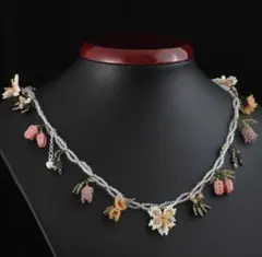 【超希少】ウクライナビーズネックレス花モチーフビーズネックレス