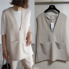 新品タグ付き　完売品　ボンジュールサガン　ベスト　ジレ　グレーベージュ