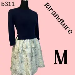 Rirandture リランドチュール　膝丈ワンピース　M 上紺色　下花柄
