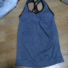㉘★S〜M★グレー★カップ付きストレッチタンクトップ