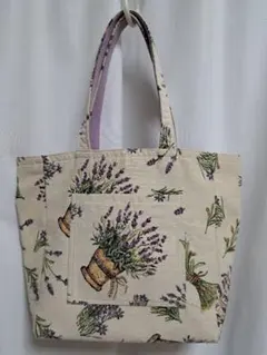 メゾン・ド・プロバァンス　ラベンダー花柄 トートバッグリバーシブル