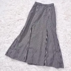 【a.v.v✨アーヴェヴェ】チェック柄フレアロングスカート ギンガムチェック Lのサムネイル