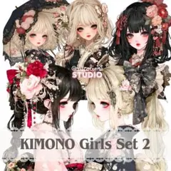 オリジナル人物ステッカー【KIMONO Girls Set２】１種４枚セット