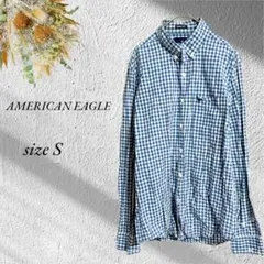 古着AMERICAN EAGLE 長袖シャツ S 青白 ギンガムチェック2845