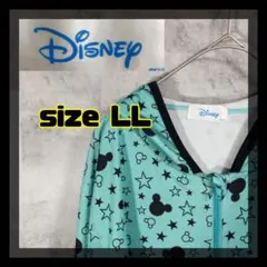 【美品・クリーニング済】ディズニー　パーカー　水色　ミッキー　シルエット　LＬ
