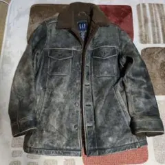 オールド　GAP ボア　レザージャケット　ヴィンテージ　ダメージ加工