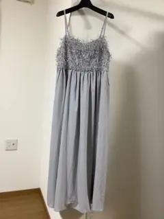 未使用品　グレーフリンジキャミワンピース　LL