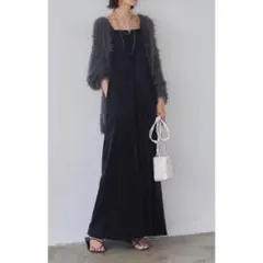 【新品タグ付】エシカ ESICA ベロア オールインワン パンツ ブラック M