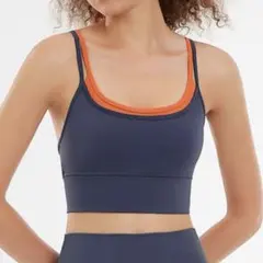 DAZY ネイビー×レッドオレンジ　ブラトップ　M ダブルストラップ