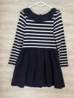 プチバトー　ストライプ長袖ワンピース　116ans