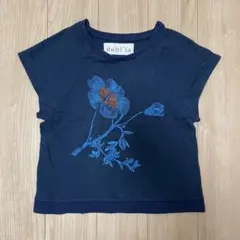 dahl'ia ネイビー 半袖Tシャツ 花柄刺繍のサムネイル