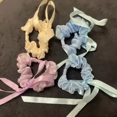 サテンリボン付きヘアゴム4個セット