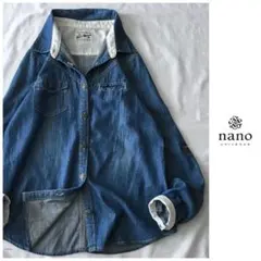 ◯ナノユニバース【洗える】ヴィンテージ ウォッシュ加工 デニム シャツ