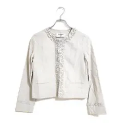 ナチュラルビューティーベーシック ノーカラージャケット ベージュ S 春秋