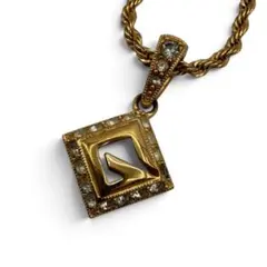 美品✨️GIVENCHY スクエアGロゴラインストーン ネックレス ロープチェーン