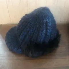 ラビットファー付きニット帽