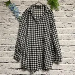 【超美品】コムサ ギンガムチェック シアーシャツ 長袖