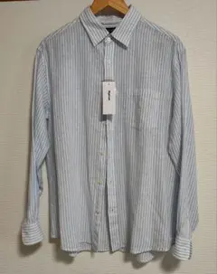 BACK NUMBER 水色白ストライプ 長袖シャツ Mタグ付き