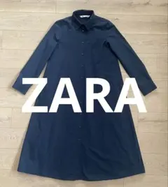ZARA ネイビー シャツワンピース 長袖