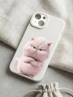 iPhone14 ソフトケース　猫　白　スマホケース　スマートフォン