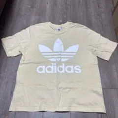 adidas ロゴ Tシャツ Mサイズ クリームイエロー