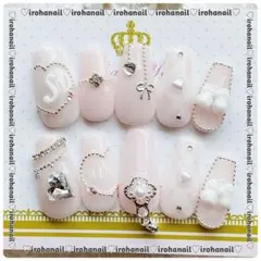 サイズオーダー無料 ネイルチップ 量産型 ワンホン 韓国 フレンチガーリー