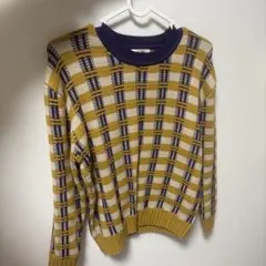 チェック柄ニットセーター