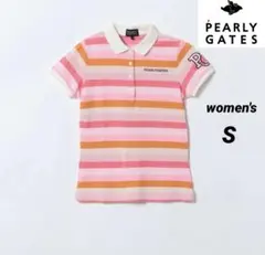 パーリーゲイツ　レディース　日本製　ボーダー柄　半袖ポロシャツ　刺繍ロゴ　S