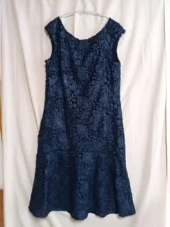 (6673)新品・ラルフローレン　ネイビー刺繍入りAラインワンピース