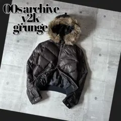 2000's far down jacket double zip y2k