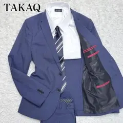 TAKAQ スーツ Y5 ネイビー チェック 洗える 美品 背抜き セットのサムネイル