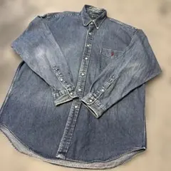 90s POLO ラルフローレン　デニムBDシャツ　L