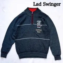 Lad Swinger セーター ニット ゴルフウェア ハーフジップ 総柄 刺繍