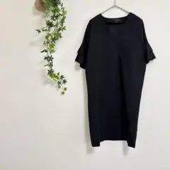 ［BANANA REPUBLIC］Vネックワンピース（M）フリル袖　黒